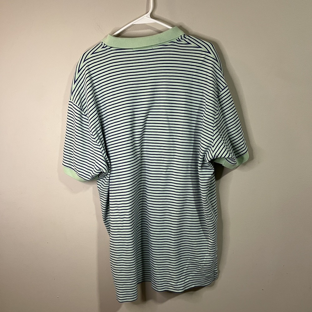 Polo Ralph Lauren T-Shirt Collar Blue Green Striped Men Sz XL Horse Logo - Picture 2 of 4